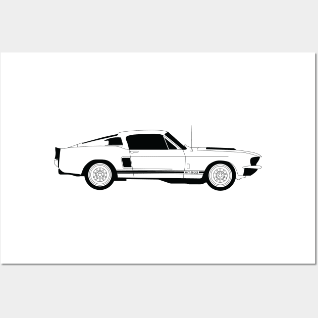 GT500 Shelby Black Outline Wall Art by kindacoolbutnotreally